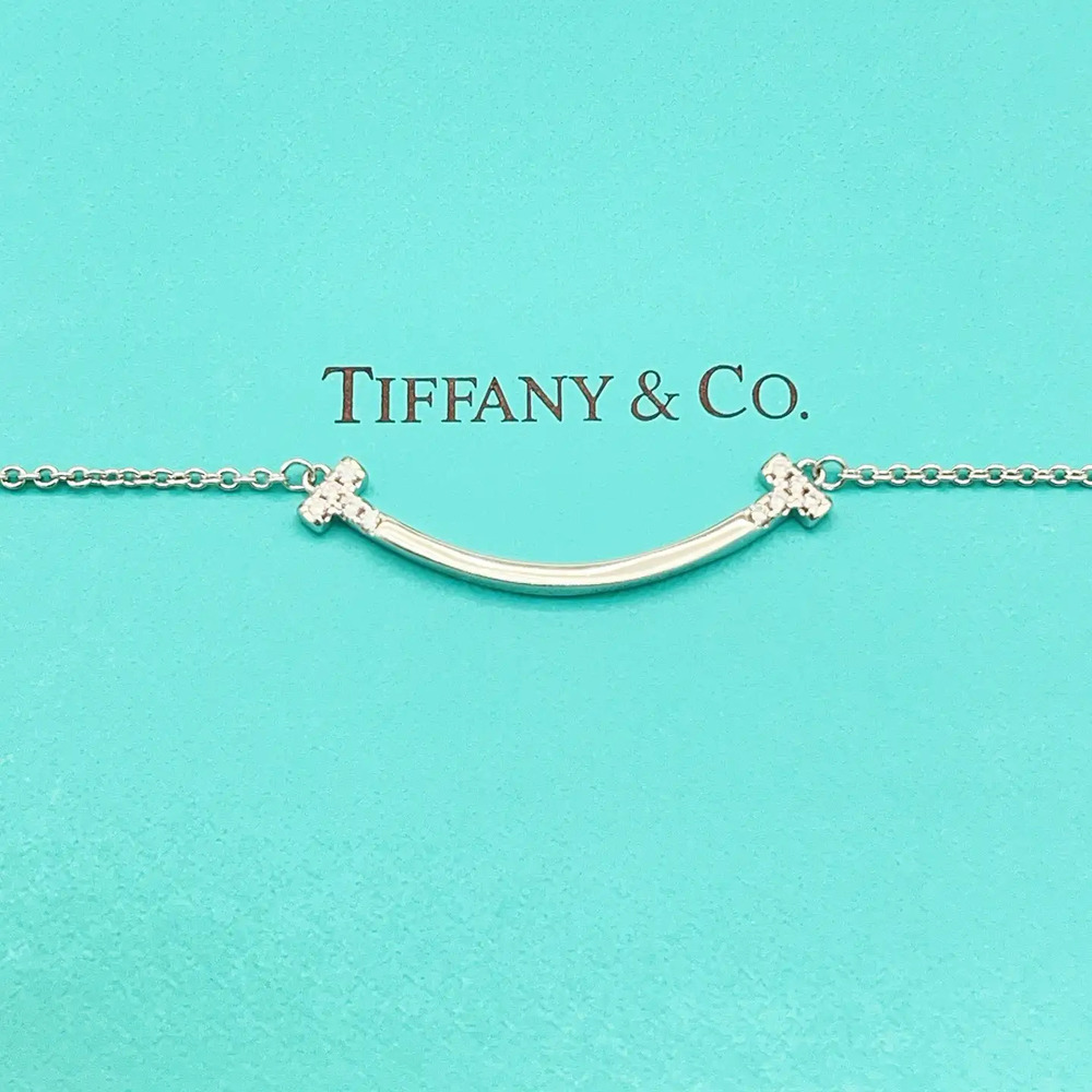 Tiffany & Co. Silver Diamond-Embellished Smile Necklace